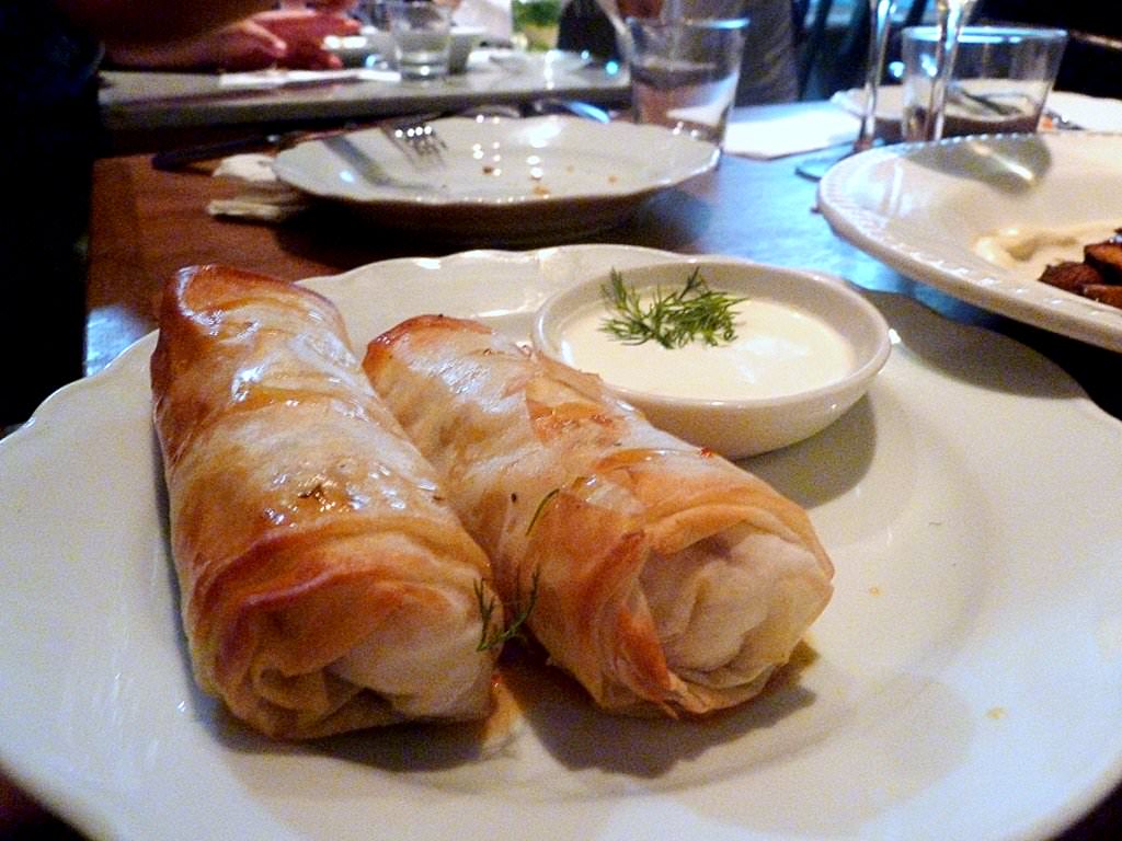 P1200870.JPG Filo cigar stuffed with fish, chopped pistachios and mascarpone (44 NIS). I really liked it, it wasn't a refined dish but it was very tasty.