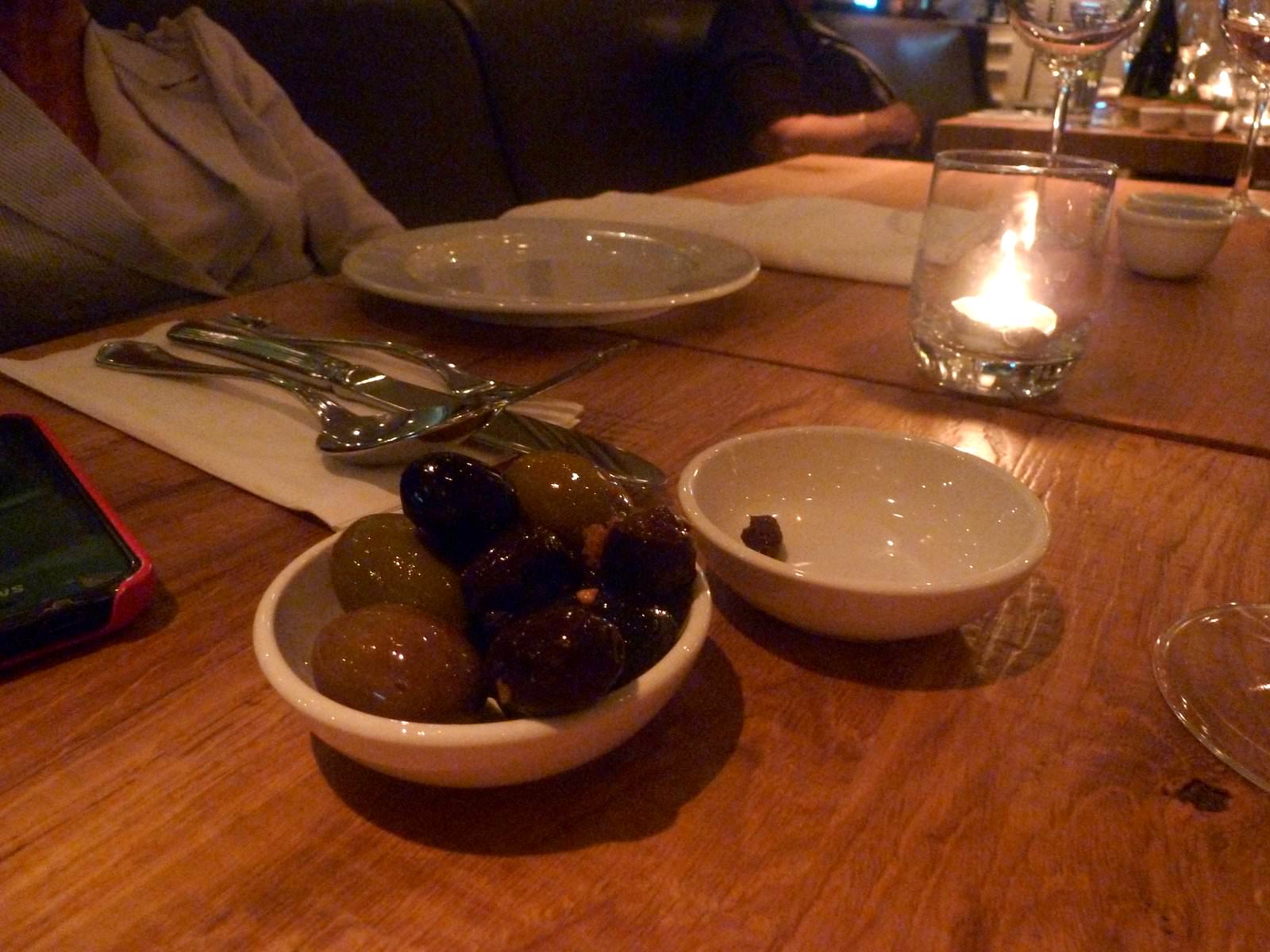P1200931.JPG We were suggested bread. It wasn't on the menu but still costs extra so we declined. We got great olives instead.