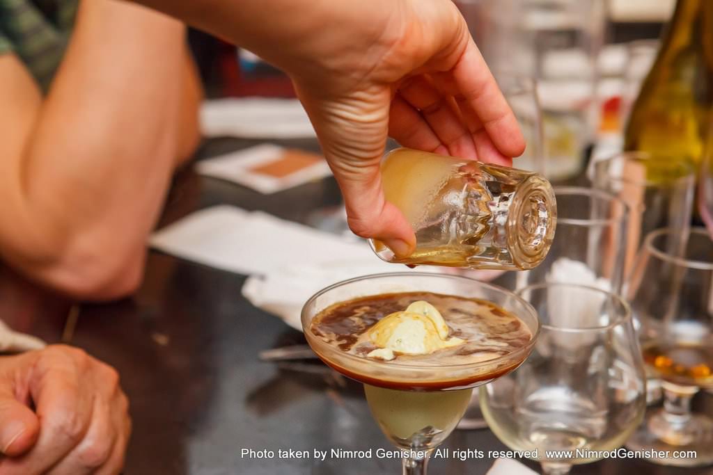Affogato - pistachio ice cream with espresso