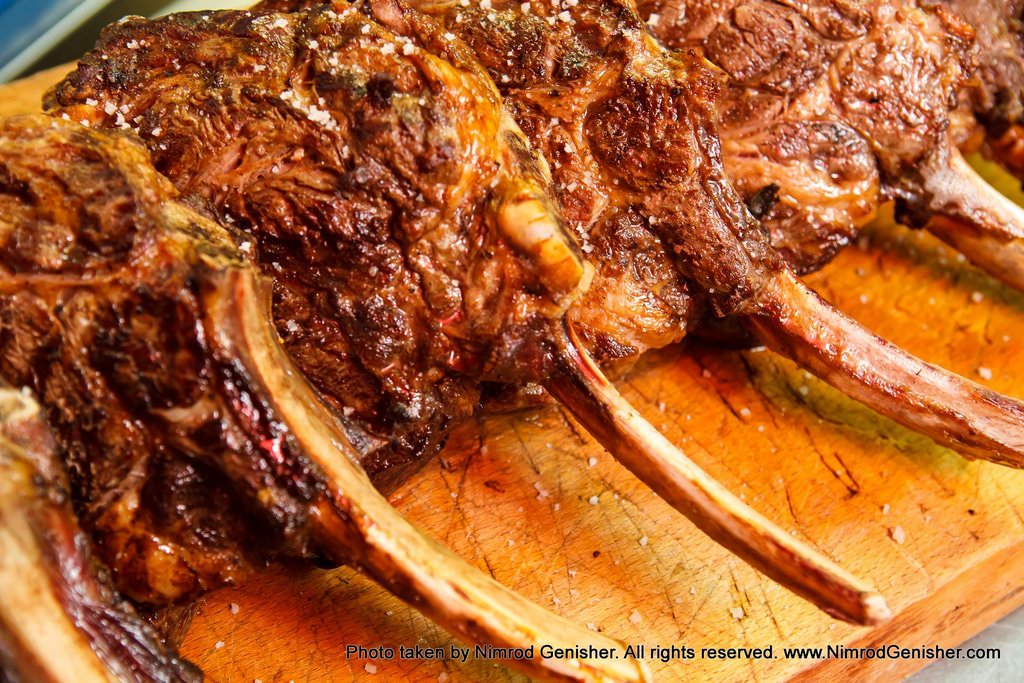 Prime Rib, aged and juicy Entrecote on the bone from a senior cow.