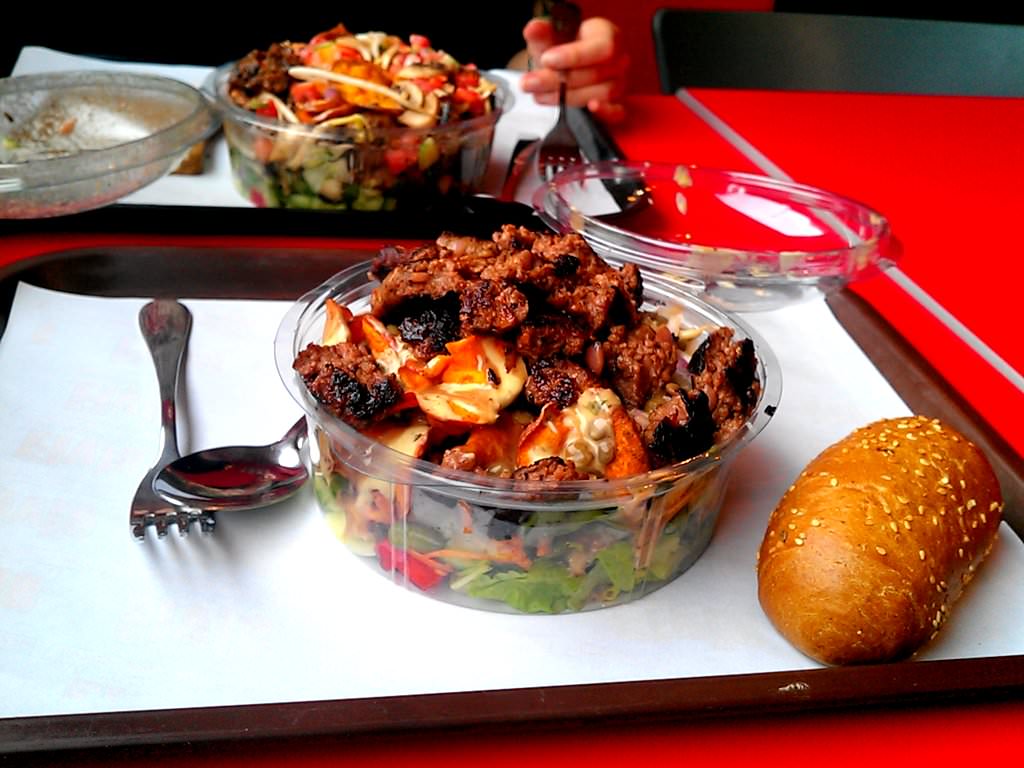 The sweet potatoes chips are a crunchy addition. Salad and Grill Bar.