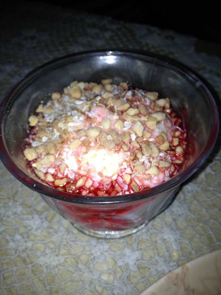 IMG_0144.JPG Homemade Malabi, cream, cornflour, peanuts and coconut (32NIS). Classic version of this dessert, nothing special.