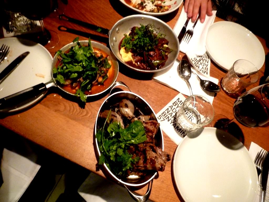 Charcoaled Young Lamb T-Bone, Onions Stuffed with Lamb Meat & Pine Nuts, Lentils, Tehina & Date Honey (112 NIS)
