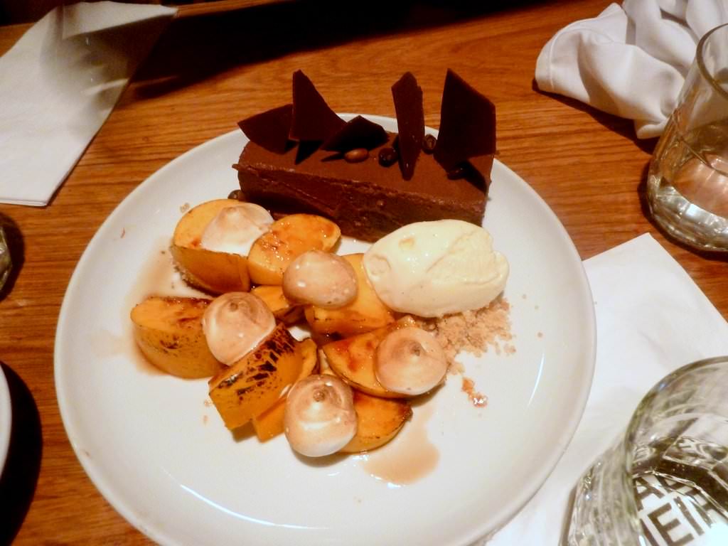 The '57 Valrhona Chocolate', Mascarpone Ice Cream, Caramelized persimmon & a Soft Meringue (45 NIS)
