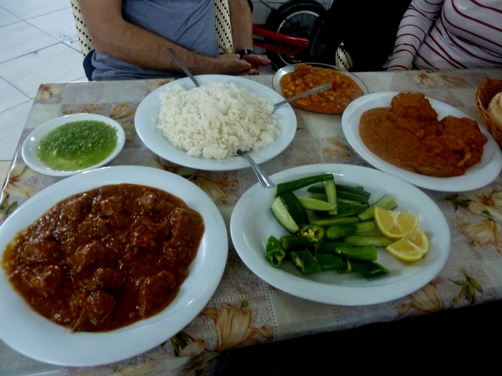 Table full of goodness together with the rice (20 NIS) and hot green sauce.