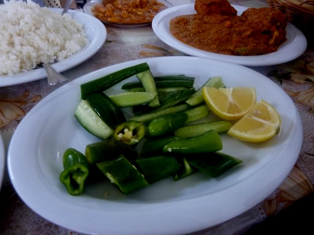 Cucumbers, green chili and lemon