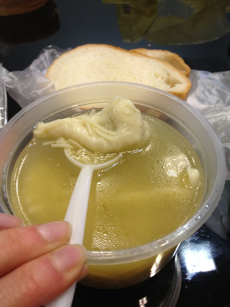 The soup with kreplach was good for a winter day, even though I could not avoid the little soggy noodles inside that I dislike. The carrots were sweet and the best part of the meal. The chopped liver was nice and I had to eat it the next day because this lunch is too much!