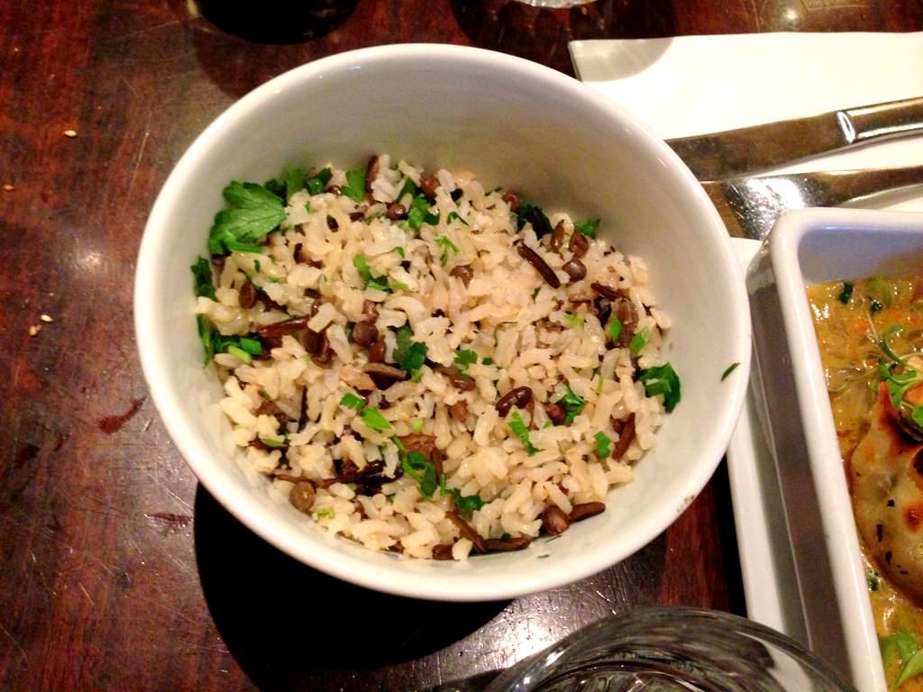 Side dish that came with the dumplings - wild rice. we poked on it a bit.