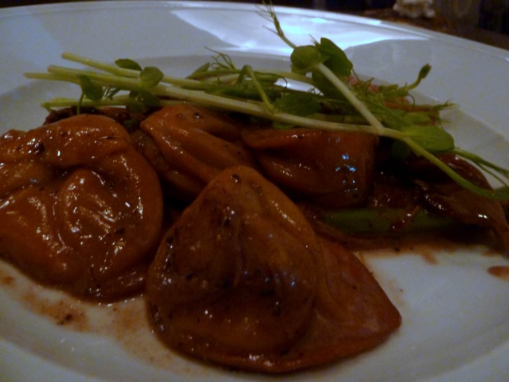 Tortellini Filled With Beef, With Forest Mushrooms And Red Wine Sauce