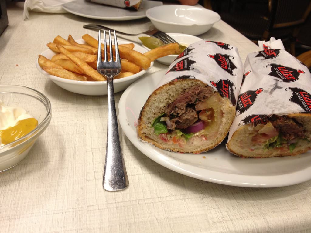 Beef (Entrecote?!?!) kebab sandwich, "house baked baguette" doesn't taste as fresh as one can expect.