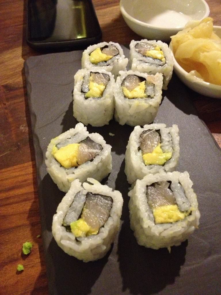 White fish, avocado.