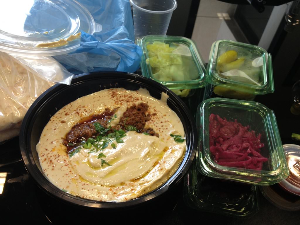 Meat, Tahini, Hummus and Salads (31 ILS).