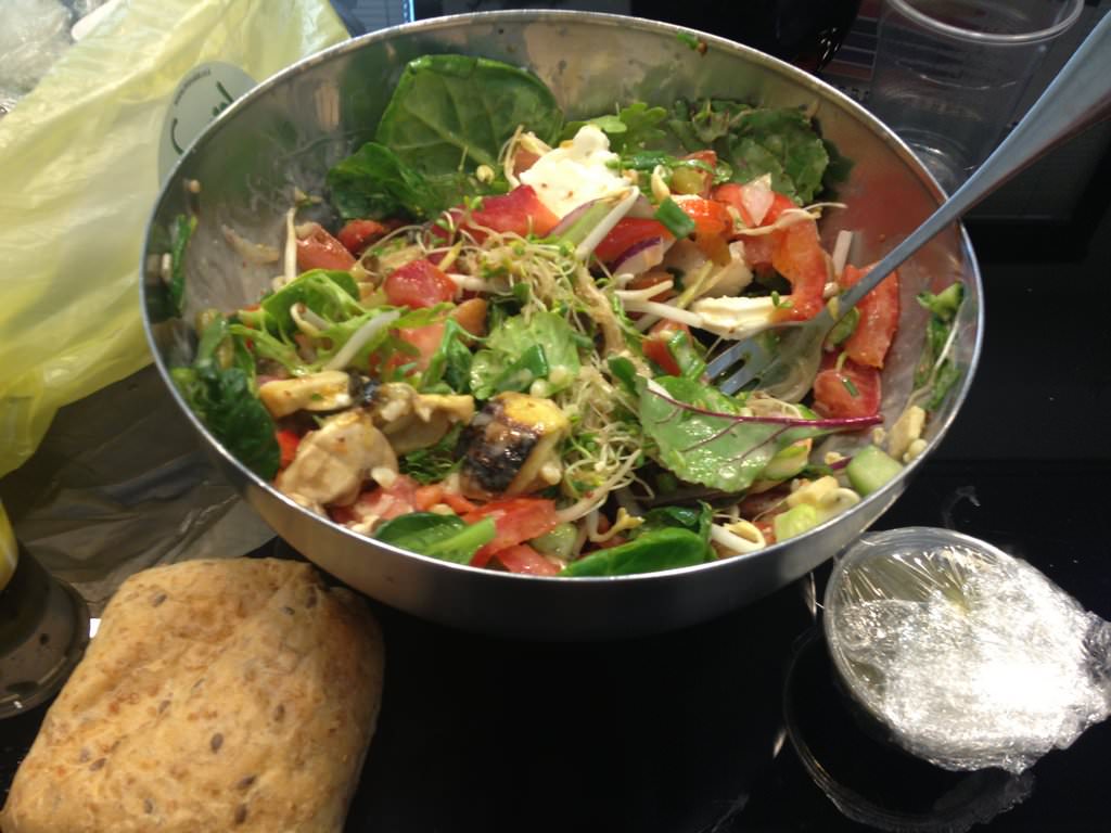 For 31 ILS I got a 750ml salad and one topping of bulgarian cheese.