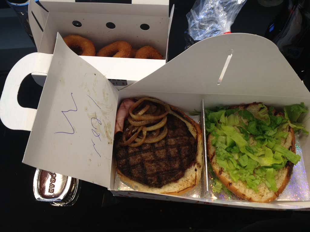 "Smoked" Burger with Smoked Goose and Grilled Onions (44 ILS)