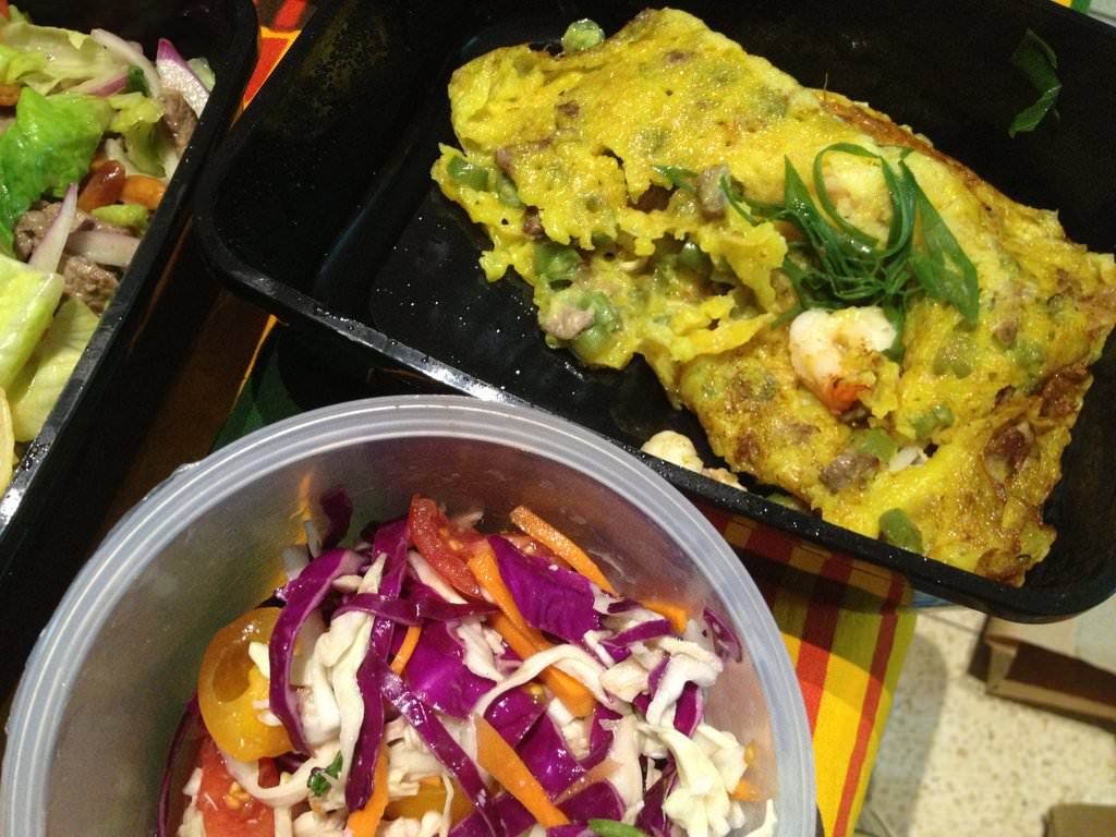 Gili's crepe: Shrimp, beef, okra, sprouts, shiitake mushrooms and green onion in a rice and turmeric crepe (38 ILS).