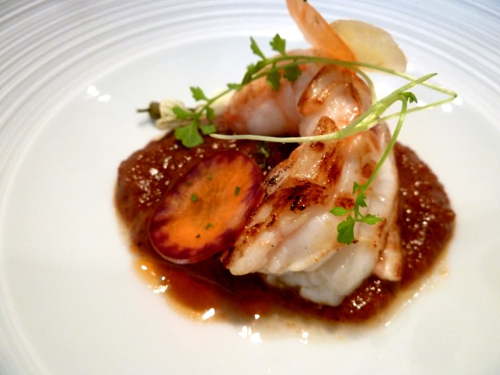 Langoustine in Satay sauce with colorful carrots