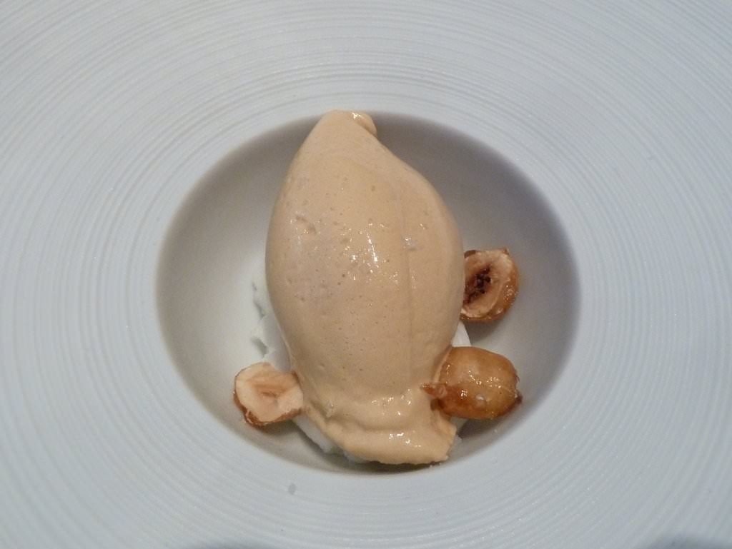 The tart came with a Salted Caramel Ice Cream, caramelized Hazelnuts and Orange Flower sorbet.